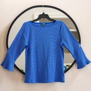 Like New LAUREN Ralph Lauren 3/4 length ruffle/bell sleeve tee